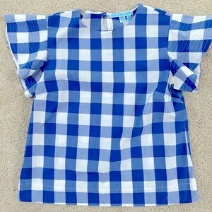 Draper James Flutter Sleeve Buffalo Check Top